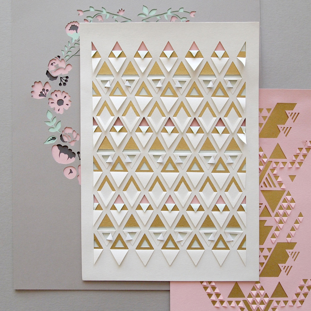 Kirigami Cut and Folded Layered Geometric Papercut Pattern Art